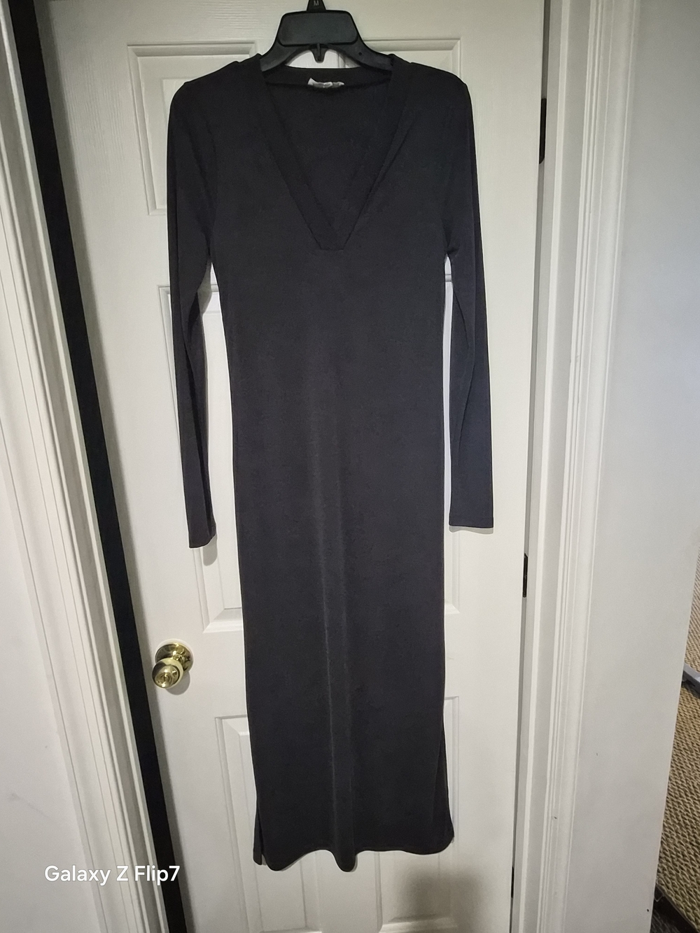 Splendid Onix Long Sleeve V-Neck Maxi Dress